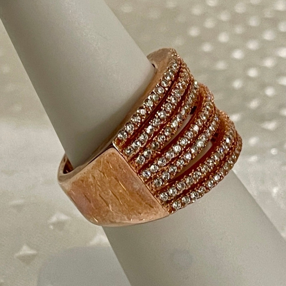 Natural White Zircon (Not Cubic Zirconia) 18k RG over Sterling Silver Sz 7! ✨️ - Picture 6 of 8
